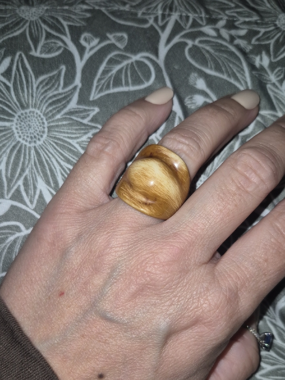 Honey Resin Dome Ring Warm Caramel Tone 7